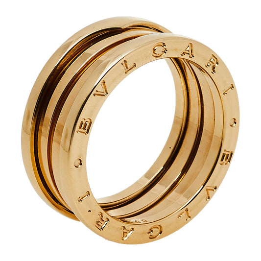 Original Bvlgari B.Zero1 18K Yellow Gold Three Band Ring Size 60