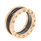 Original Bvlgari B.Zero1 18K Rose Gold & Black Ceramic Two-Band Ring Size 54