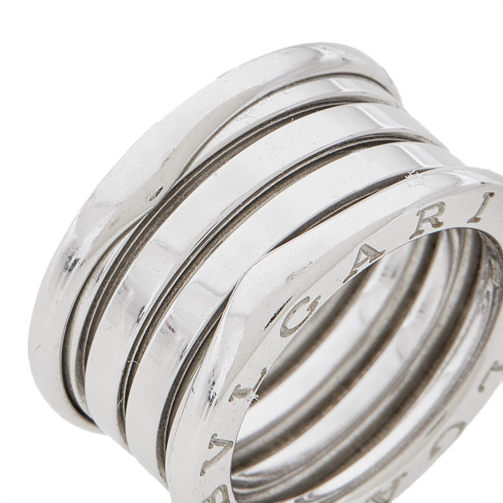 Original Bvlgari B.Zero1 18K White Gold 4- Band Ring Size 50