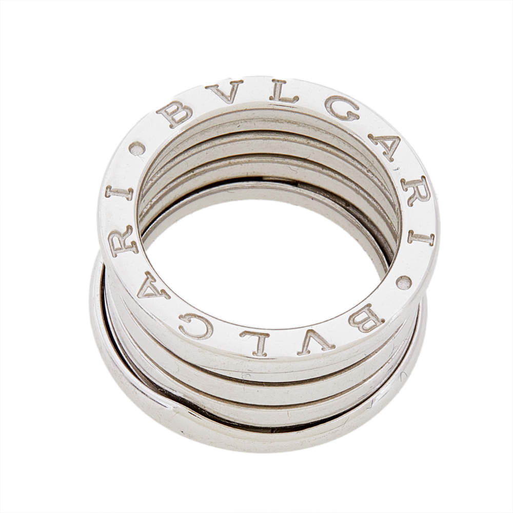 Original Bvlgari B.Zero1 18K White Gold 4- Band Ring Size 50