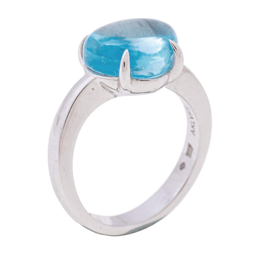 Original Bvlgari Sassi Mediterranean EdenBlue Topaz 18K White Gold Ring Size 51