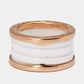 Original Bvlgari B.Zero1 White Ceramic 18k Rose Gold 4-Band Ring Size 55