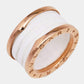 Original Bvlgari B.Zero1 White Ceramic 18k Rose Gold 4-Band Ring Size 55