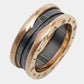 Original Bvlgari B.Zero1 Black Ceramic 18K Rose Gold Two-Band Ring Size 56