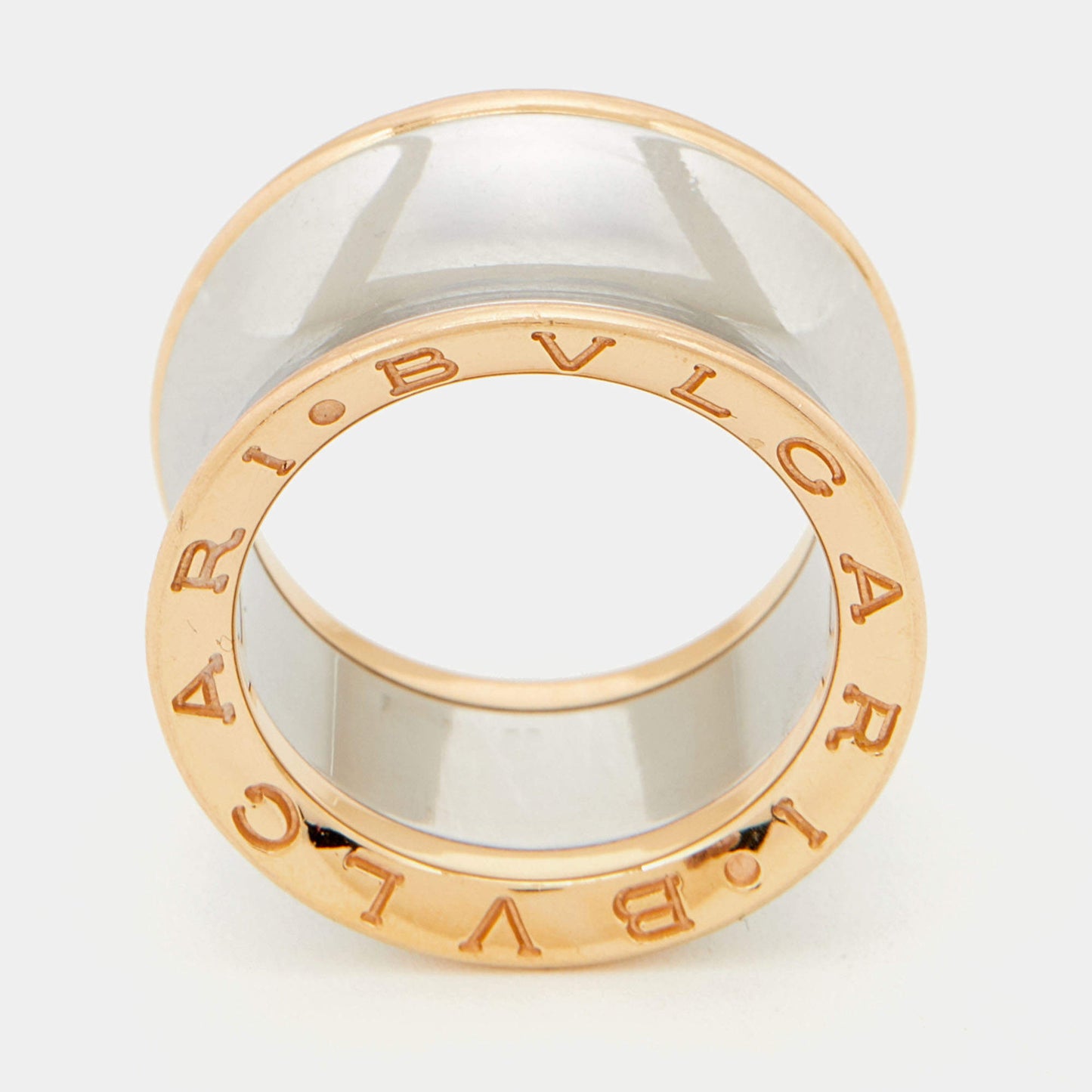 Original Bvlgari B.Zero1 Anish Kapoor 18k Rose Gold Stainless Steel Ring Size 53