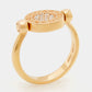 Original Bvlgari Bvlgari Jade Diamonds 18k Rose Gold Flip Ring Size 53