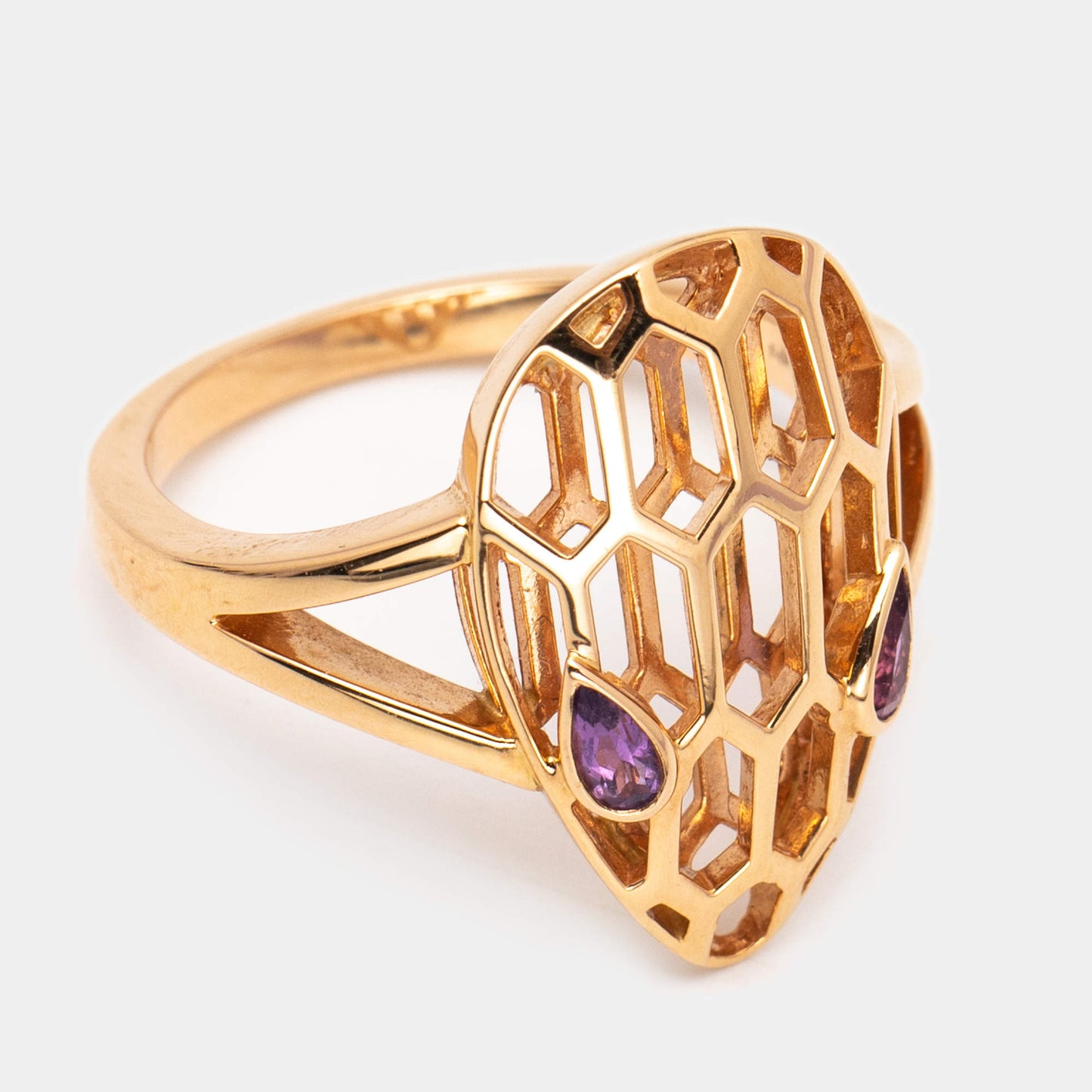 Original Bvlgari Serpenti Seduttori Amethyst 18k Rose Gold Ring Size 55