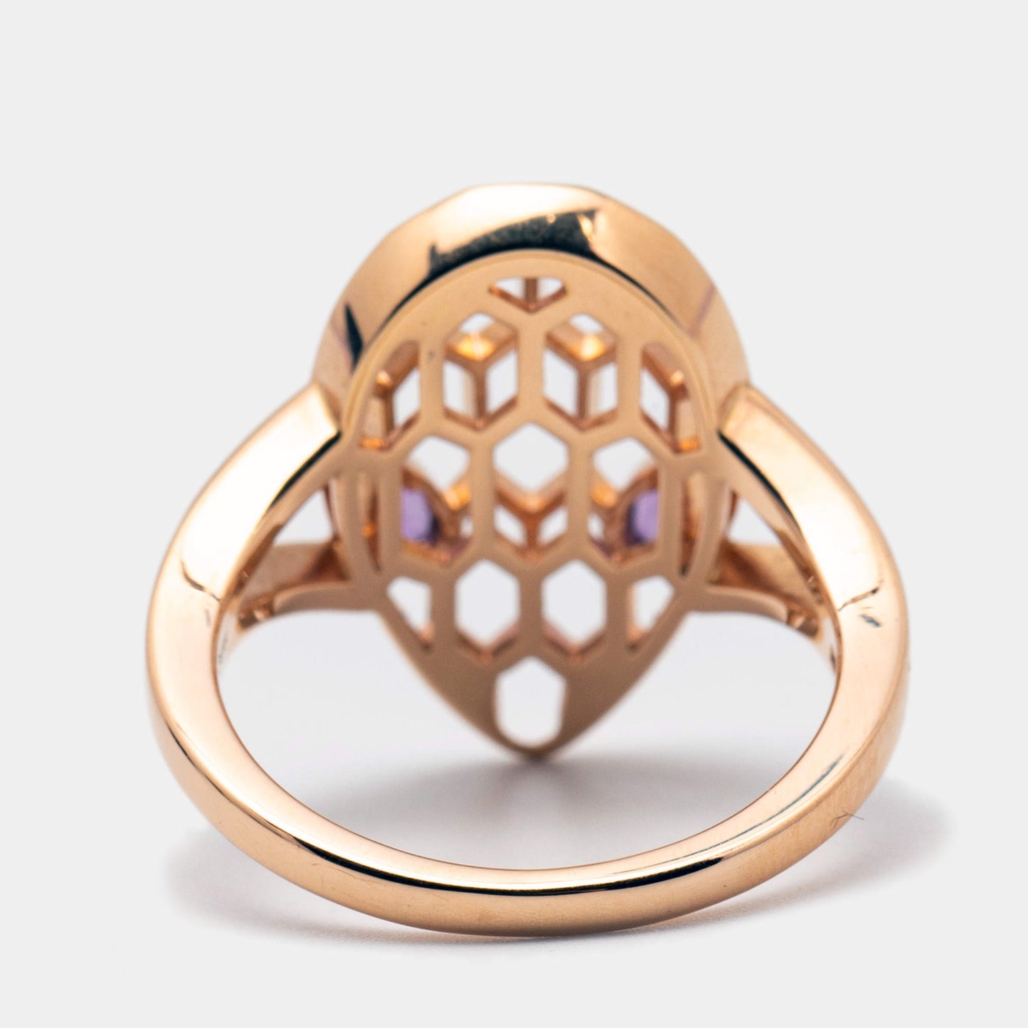 Original Bvlgari Serpenti Seduttori Amethyst 18k Rose Gold Ring Size 55