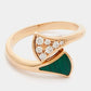 Original Bvlgari Divas' Dream Malachite Diamonds 18k Rose Gold Ring Size 49