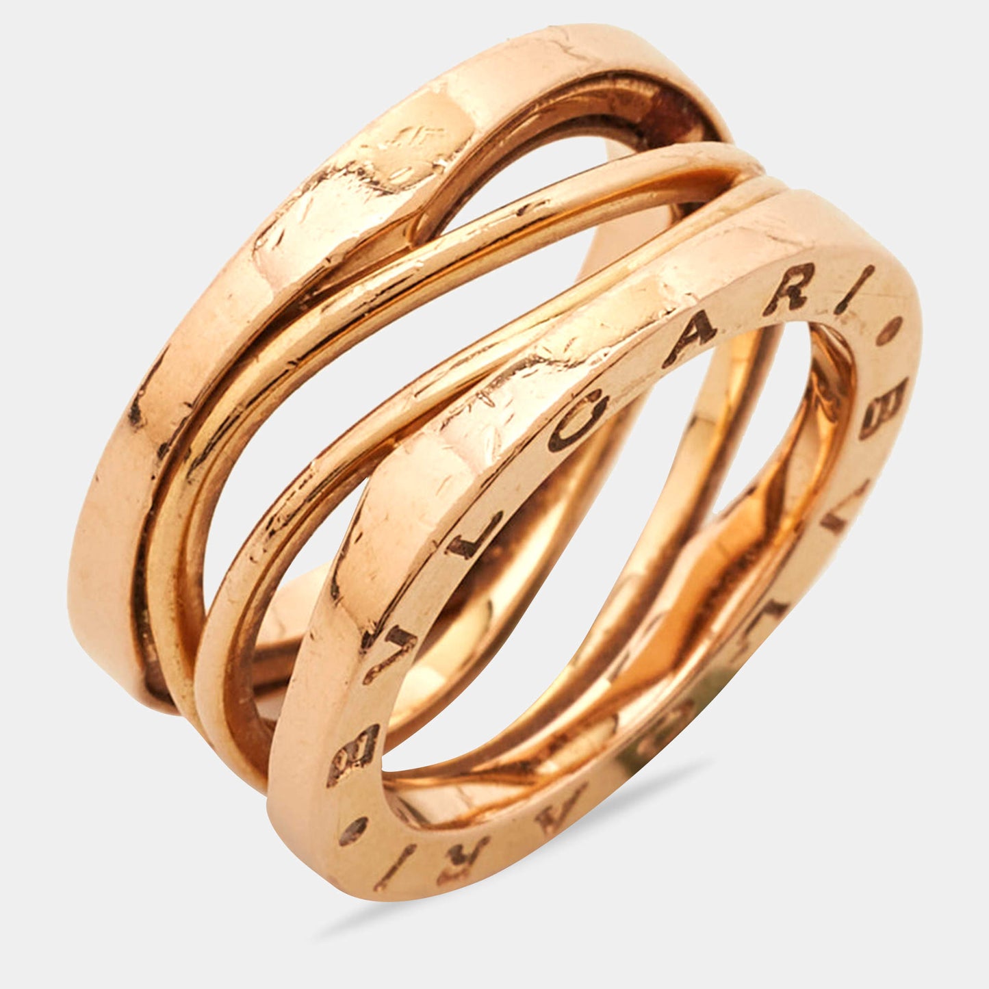 Original Bvlgari B.Zero1 Design Legend 18K Rose Gold 3-Band Ring Size 52