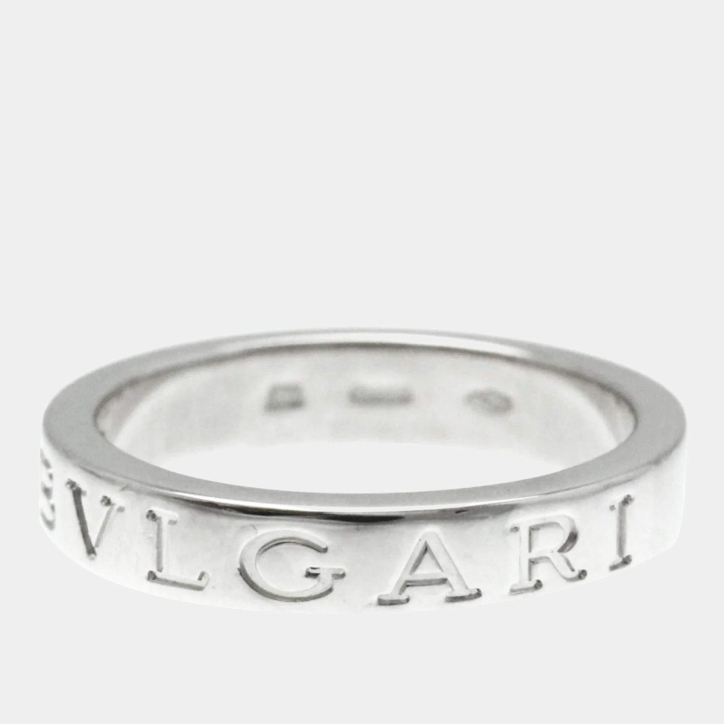 Original Bvlgari 18K White Gold and Diamond Bvlgari Bvlgari Band Ring EU 54