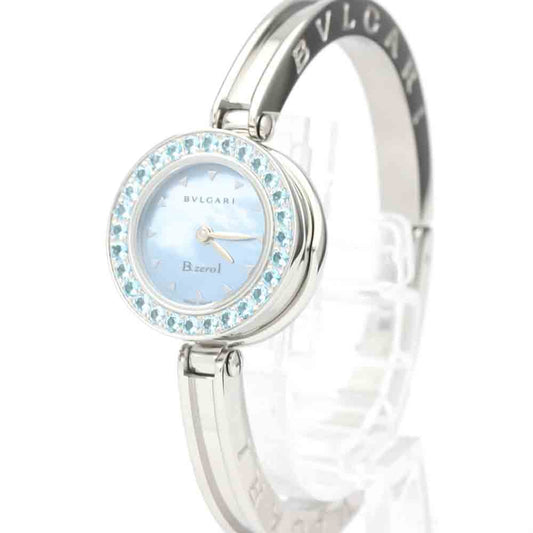 Original Bvlgari B-Blue MOP Topaz Stainless Steel B.Zero1 BZ22S Women's Wristwatch 22 MM