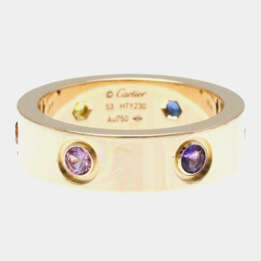 Original Cartier 18K Rose Gold and 6 Stone Love Band Ring EU 53