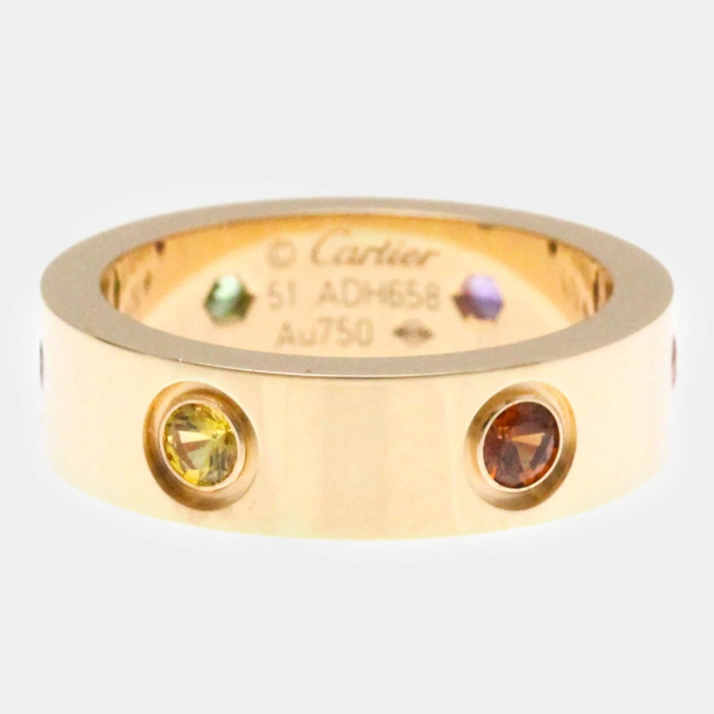 Original Cartier 18K Rose Gold and 6 Stone Love Band Ring EU 51