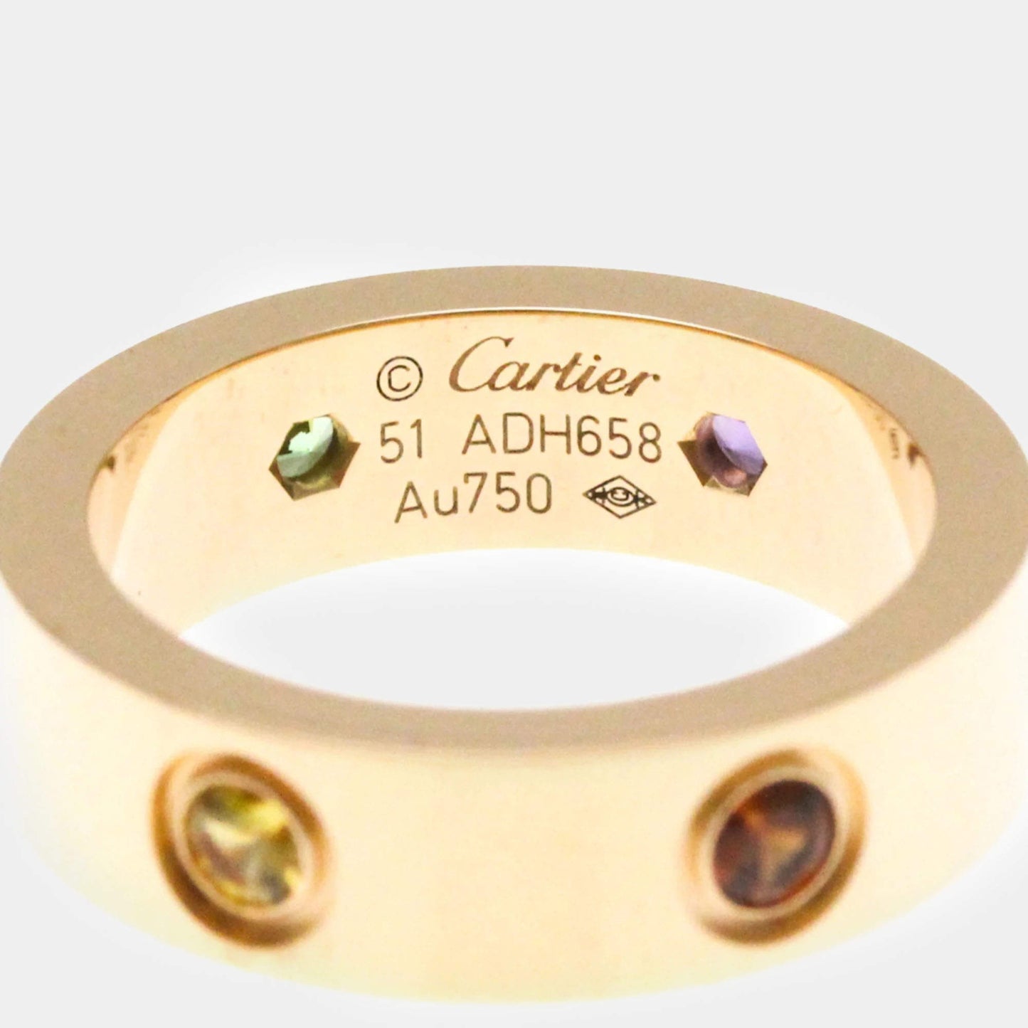 Original Cartier 18K Rose Gold and 6 Stone Love Band Ring EU 51