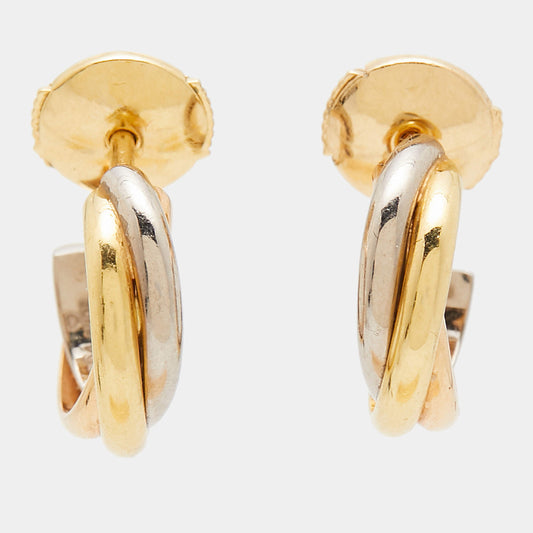 Original Cartier Trinity 18K Three Tone Gold Hoop Earrings