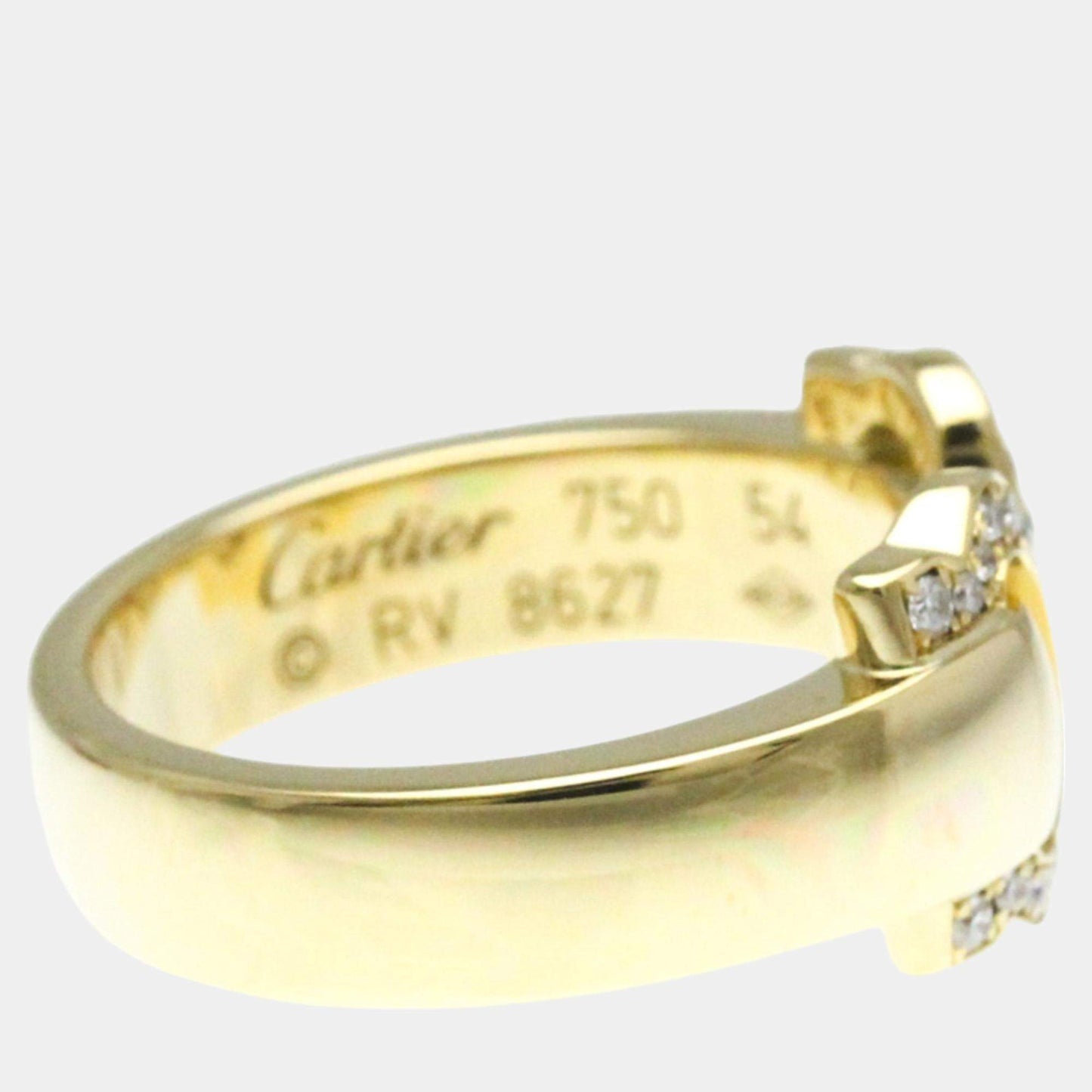 Original Cartier 18K Yellow Gold and Diamond C De Cartier Band Ring EU 54