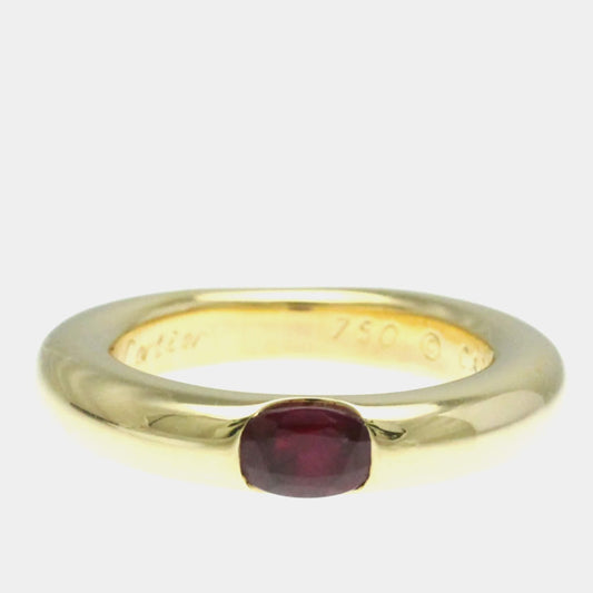 Original Cartier 18K Yellow Gold and Ruby Ellipses Band Ring EU 50