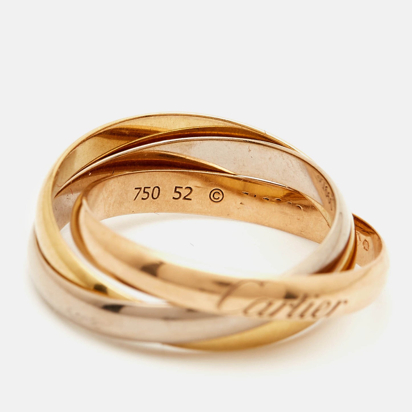 Original Cartier Trinity 18k Three Tone Gold Ring Size 52