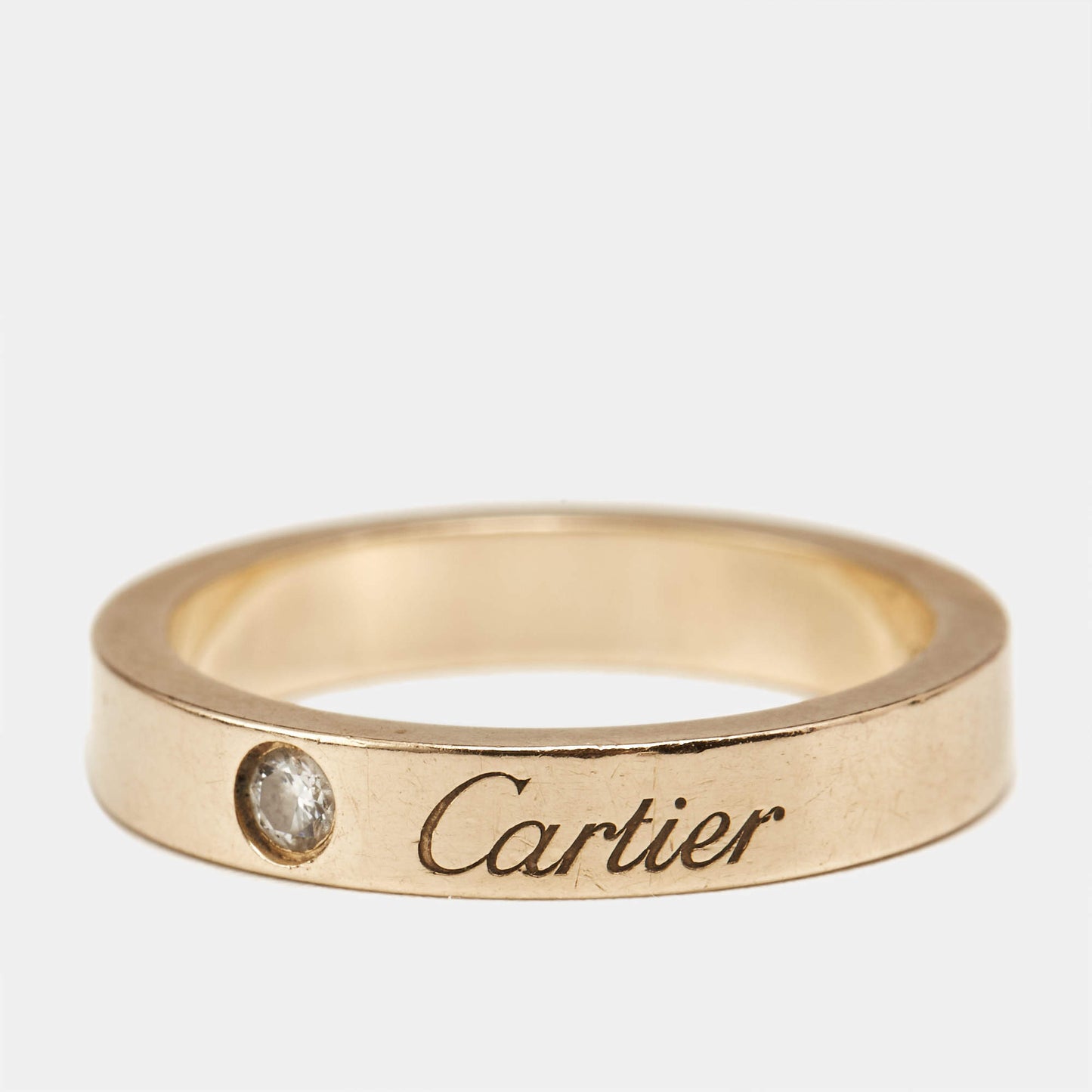 Original Cartier C De Cartier Diamond 18k Rose Gold Ring Size 47