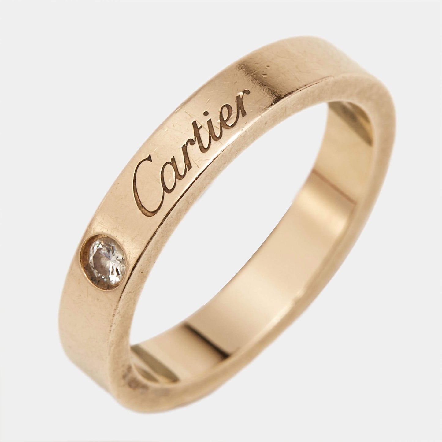 Original Cartier C De Cartier Diamond 18k Rose Gold Ring Size 47