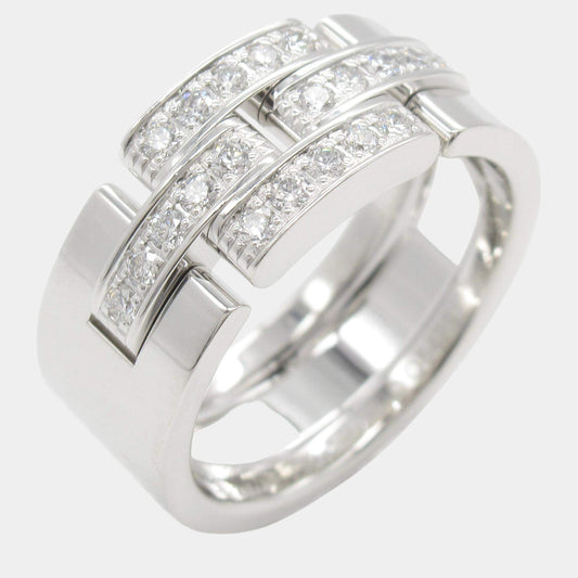 Original Cartier 18k White Gold Diamond Ring Size Japan 12 EU 52