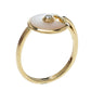 Original Cartier Amulette De Cartier Mother of Pearl Diamond 18k Yellow Gold Ring Size 53