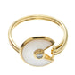 Original Cartier Amulette De Cartier Mother of Pearl Diamond 18k Yellow Gold Ring Size 53