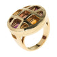 Original Cartier Pasha 18K Yellow Gold Multi Gemstone Ring Size 52