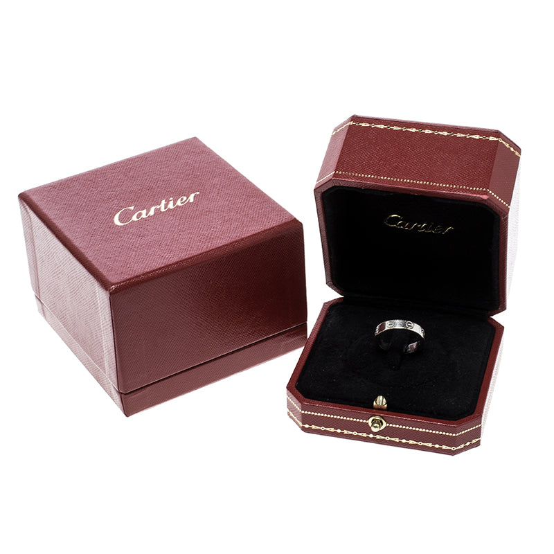 Original Cartier Love Diamond 18k White Gold Wedding Band Ring Size 52