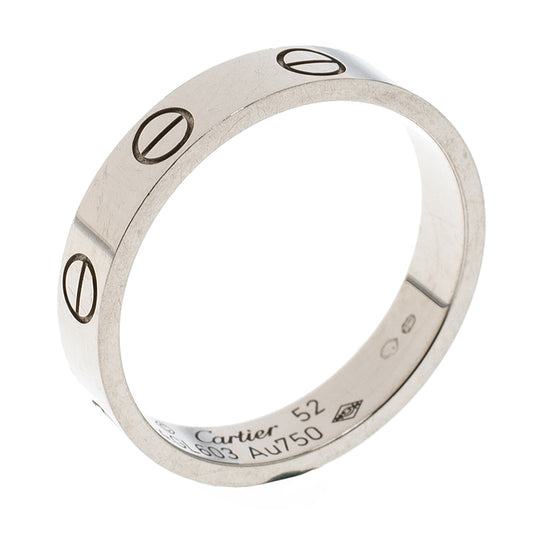 Original Cartier Love 18k White Gold Mini Ring Size 52