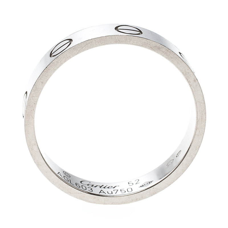 Original Cartier Love 18k White Gold Mini Ring Size 52