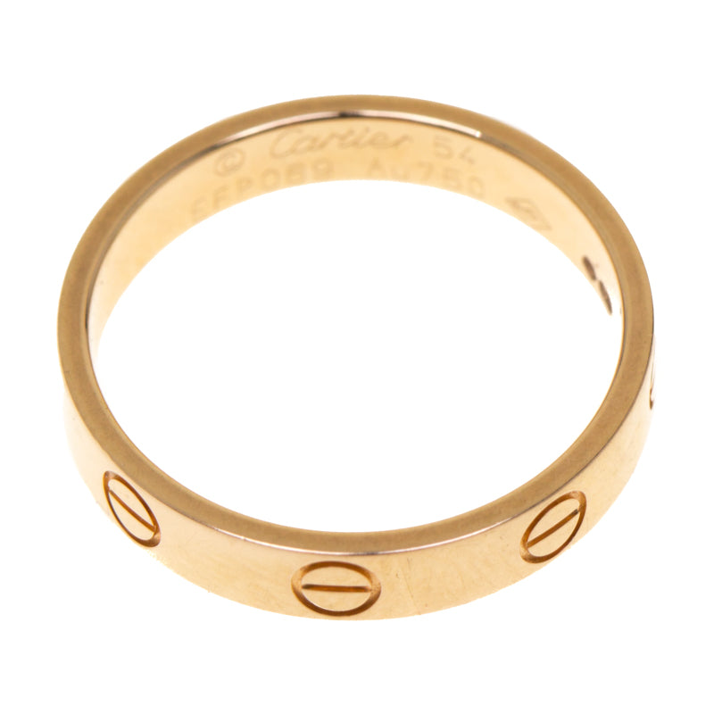 Original Cartier Love 18k Rose Gold Mini Band Ring Size 54