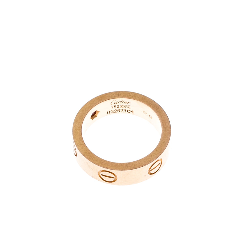 Original Cartier Love Pink Sapphire 18k Rose Gold Band Ring Size 52