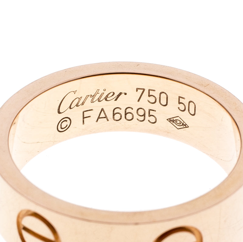 Original Cartier Love 18k Rose Gold Band Ring Size 50