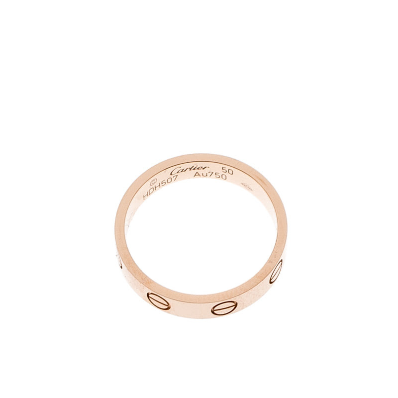 Original Cartier Love 18k Rose Gold Mini Band Ring Size 50