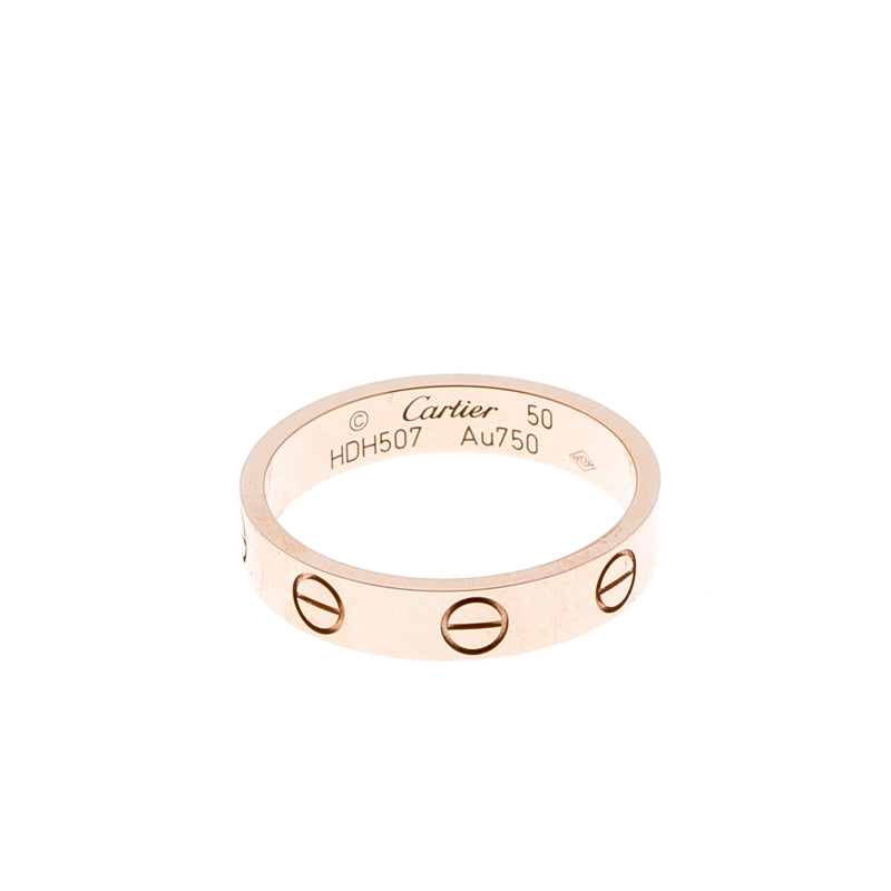 Original Cartier Love 18k Rose Gold Mini Band Ring Size 50