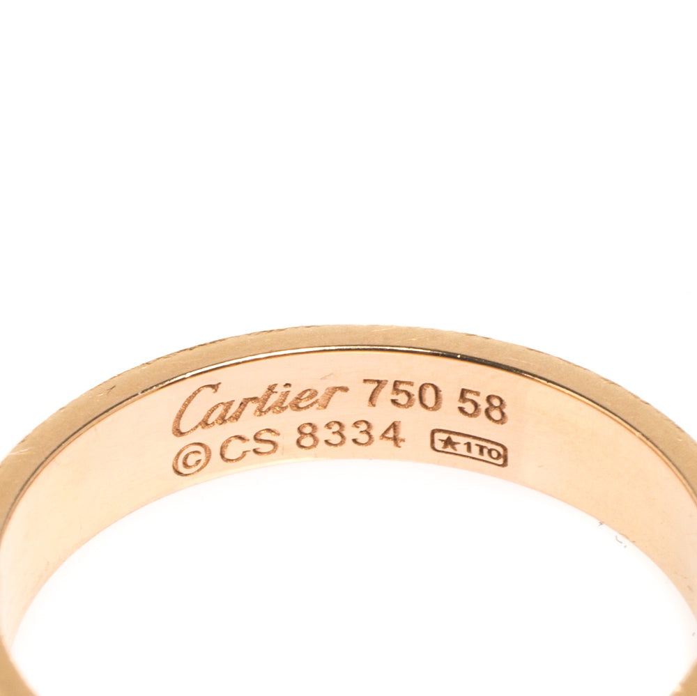 Original Cartier Love 18k Rose Gold Mini Band Ring Size 58