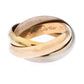 Original Cartier Trinity De Cartier Three Tone 18k Gold Band Ring Size 53