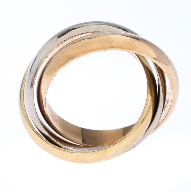 Original Cartier Trinity De Cartier Three Tone 18k Gold Band Ring Size 53