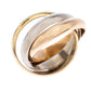 Original Cartier Trinity De Cartier Three Tone 18k Gold Band Ring Size 53