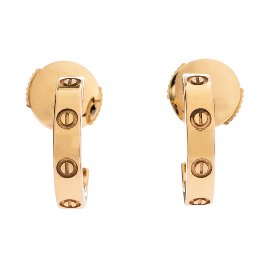 Original Cartier Love 18K Rose Gold Small Open Hoop Earrings