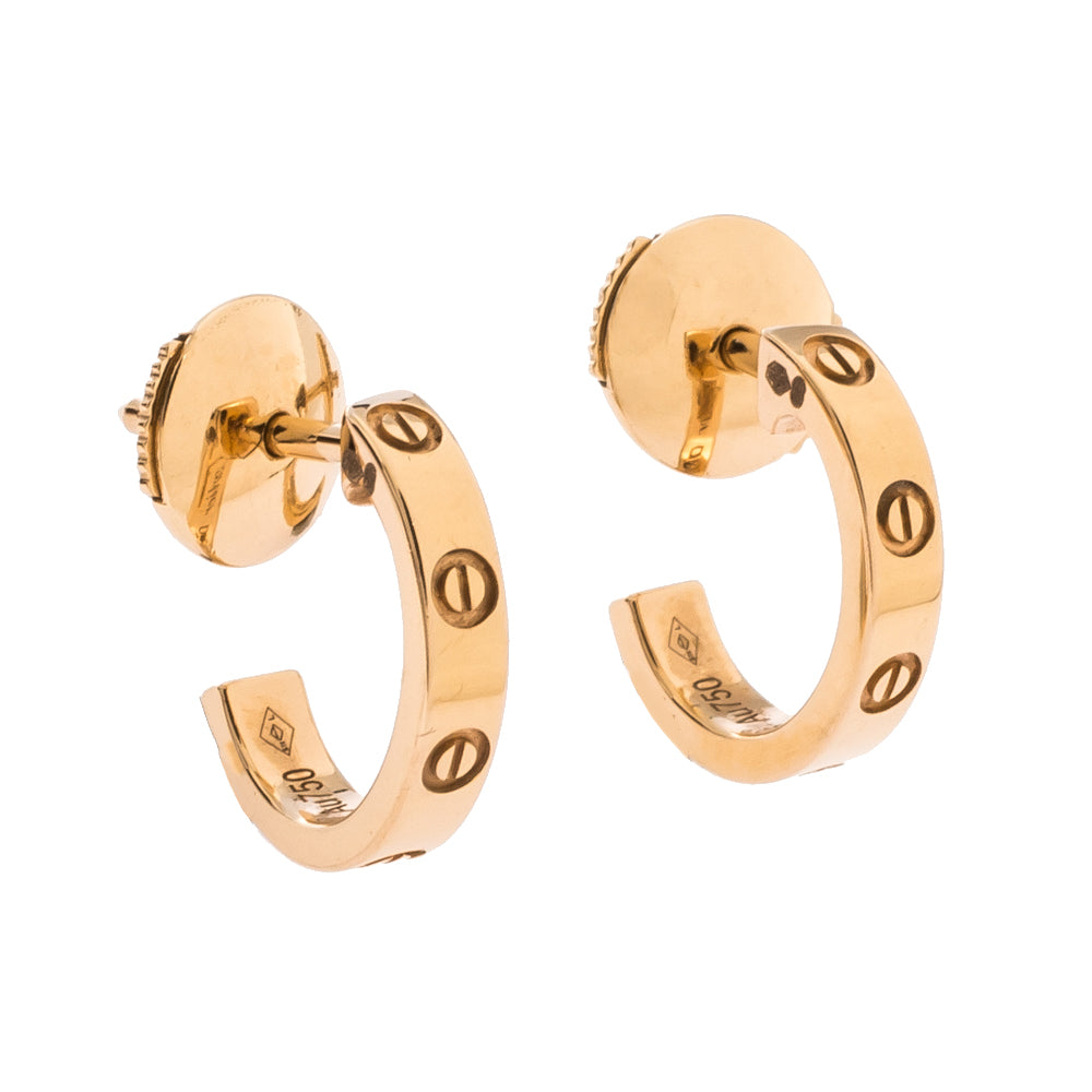 Original Cartier Love 18K Rose Gold Small Open Hoop Earrings