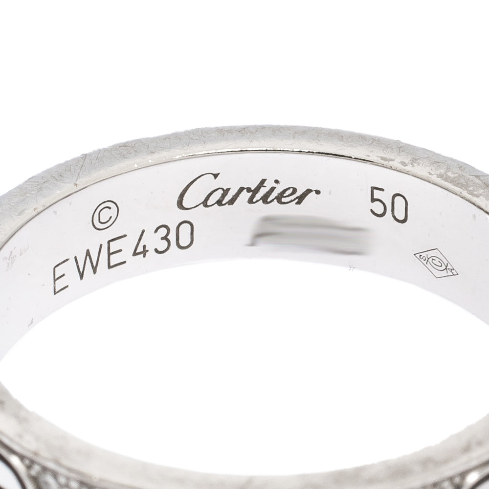 Original Cartier Love Diamond Paved 18k White Gold Wedding Band Ring Size 50