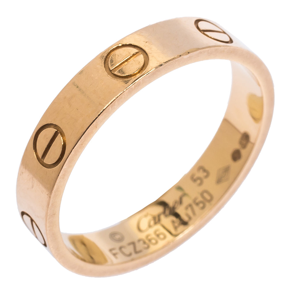 Original Cartier Love 18K Rose Gold Wedding Band Ring Size 53