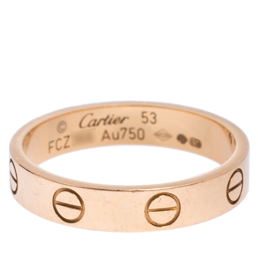 Original Cartier Love 18K Rose Gold Wedding Band Ring Size 53