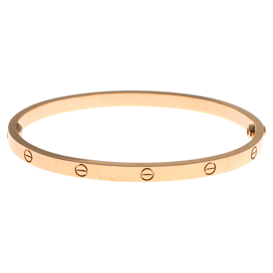 Original Cartier Love 18K Yellow Gold Narrow Bangle Bracelet Size 16