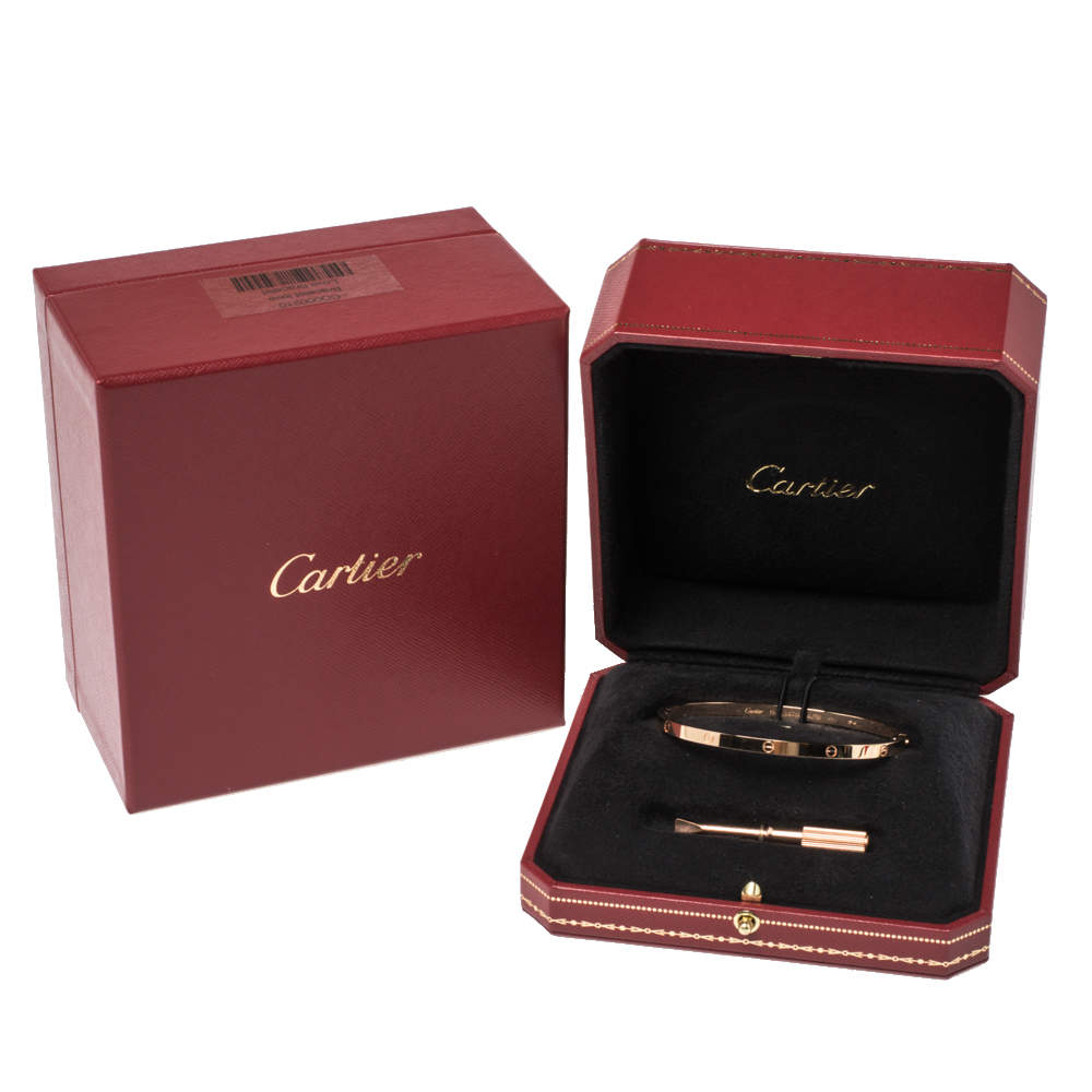 Original Cartier LOVE 18K Rose Gold Narrow Bangle Bracelet Size 19