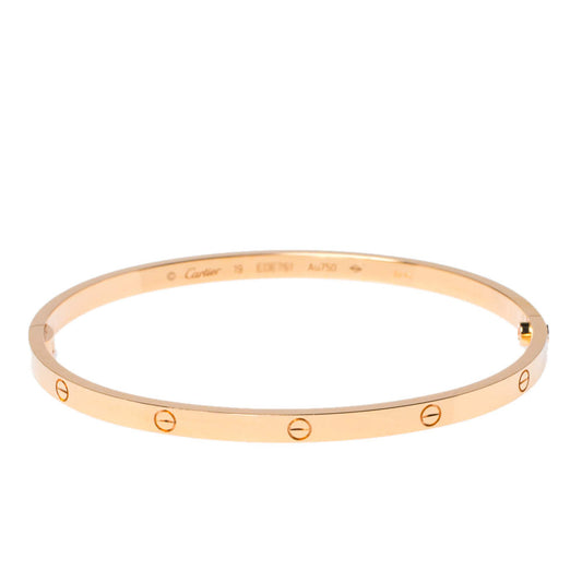 Original Cartier LOVE 18K Rose Gold Narrow Bangle Bracelet Size 19