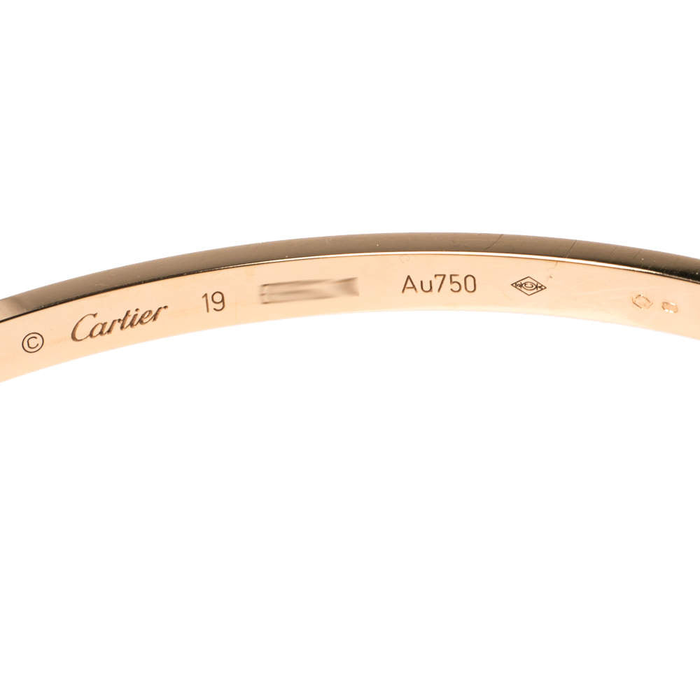 Original Cartier LOVE 18K Rose Gold Narrow Bangle Bracelet Size 19